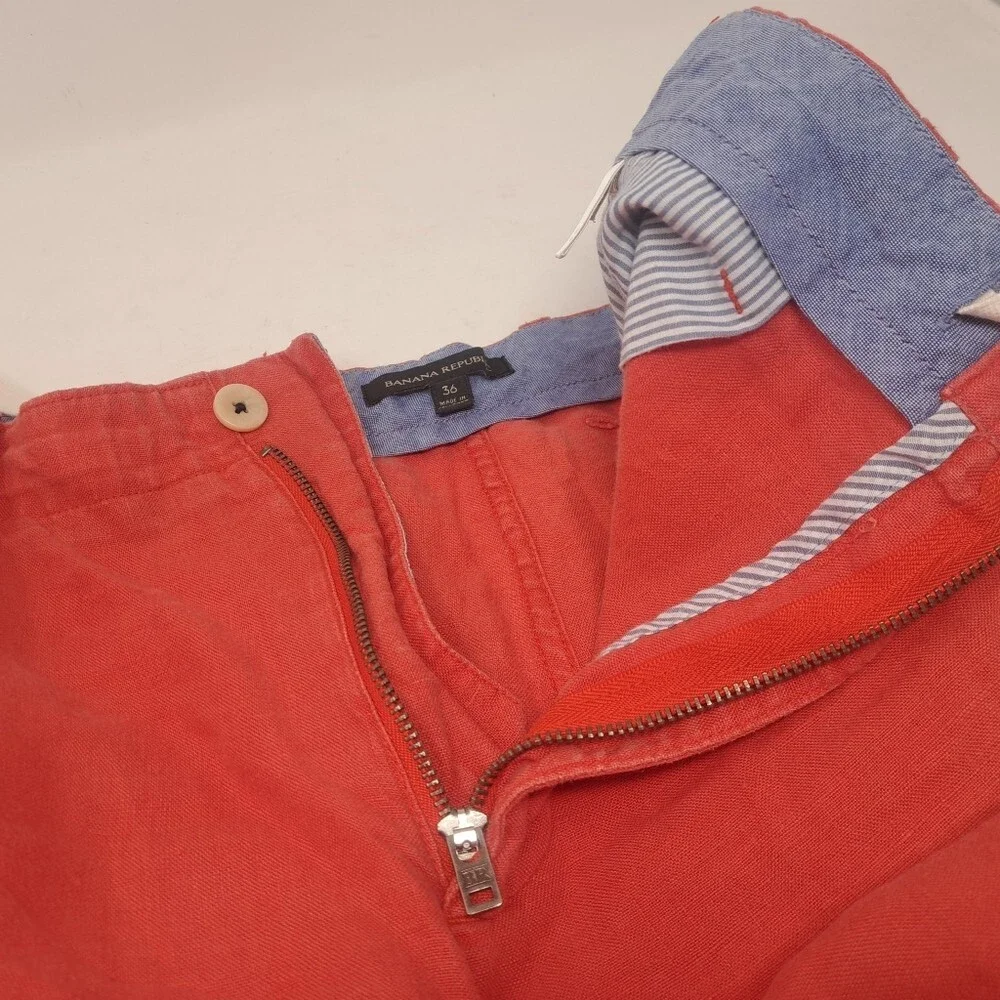 Banana Republic Men's Shorts 100% Linen Orange Drawstring HQ Size 36 Actual 38